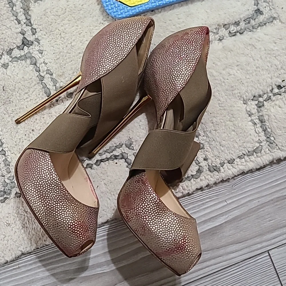 Louboutin Gold Heels - Picture 4 of 8